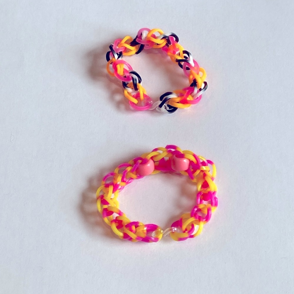 Hand Crafted Bracelets Pair of Brightly Colored Rubber Band Bracelets